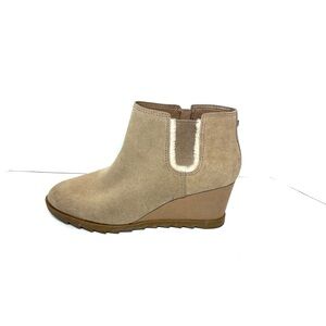 UGG Koolaburra Wedge Boots Yonela Ortholite Tan Suede Ankle Zip Womens 11 Winter